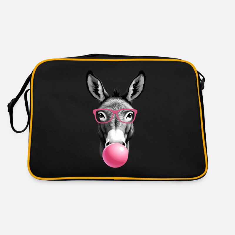 Esel Mit Kaugummi, Esel Digitale Kunst Retro Tasche