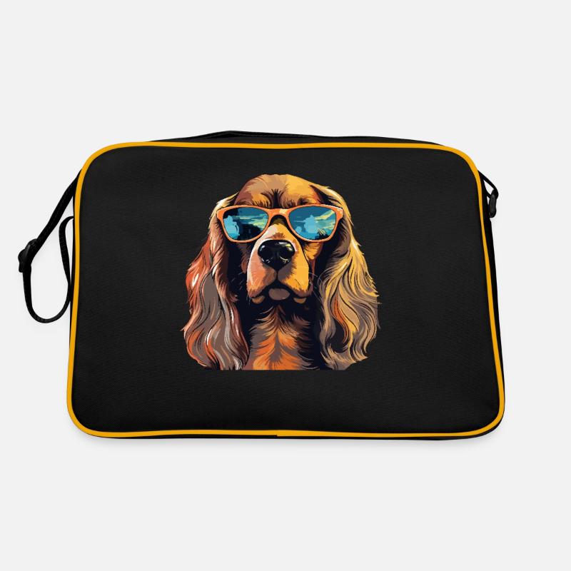 Cocker Spaniel Hundebesitzer, Digitale Kunst Hund Retro Tasche
