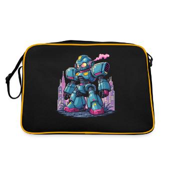 Roboter, Digitale Kunst - Retro Tasche - Schwarz/Gold - Hinten