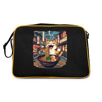 Cat and Ramen, Digital Art Cat - Retro Bag - black/gold - Back