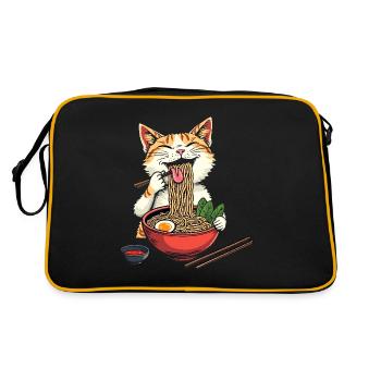Cat and Ramen, Digital Art Cat - Retro Bag - black/gold - Back