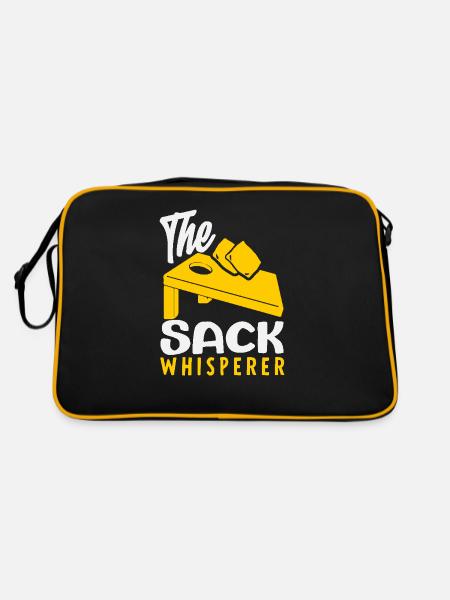 Funny Cornhole Player Gift - Retro Bag - black/gold - Back