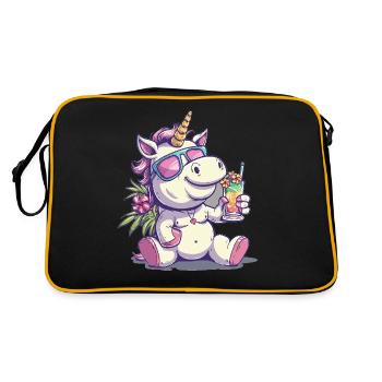 Buntes Erfrischendes Cocktail Einhorn - Retro Tasche - Schwarz/Gold - Hinten