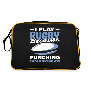 Je joue au rugby parce que frapper n’est pas bon - Sac Retro - noir/or - Dos