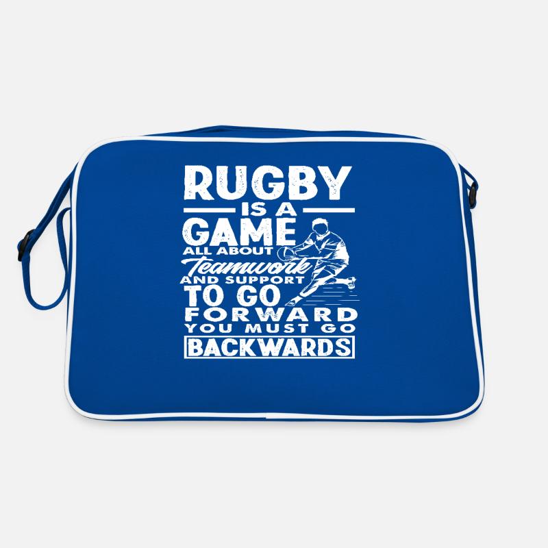 Rugby Player Teamwork Walking Backwards Retro Bag
