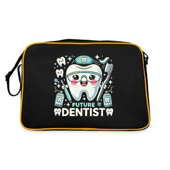 Zukünftige Zahnärztin - Retro Tasche - Schwarz/Gold - Hinten