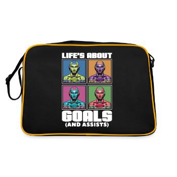 Water Polo Life's About Goals And Assists Swimming - Retro Tasche - Schwarz/Gold - Hinten