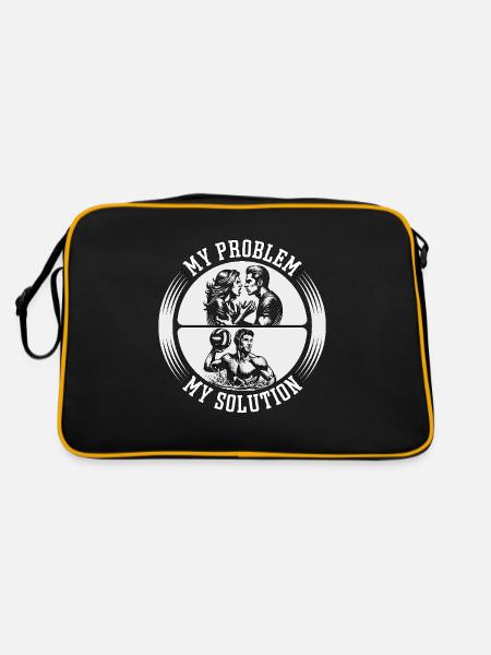 Water Polo Player My Problem My Pictogram Dad Mom - Retro Tasche - Schwarz/Gold - Hinten