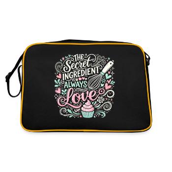 Die geheime Zutat ist immer die Liebe - Retro Tasche - Schwarz/Gold - Hinten