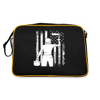 Painter In Action With Flag Motif - Retro Bag - black/gold - Back
