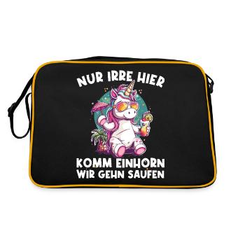 Erfrischendes Cocktail Einhorn Spruch - Retro Tasche - Schwarz/Gold - Hinten