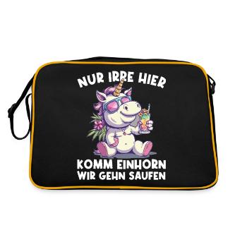 Erfrischendes Cocktail Einhorn Spruch - Retro Tasche - Schwarz/Gold - Hinten