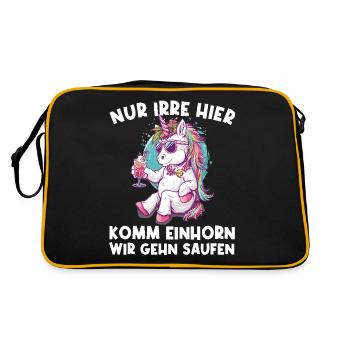 Erfrischendes Cocktail Einhorn Spruch - Retro Tasche - Schwarz/Gold - Hinten