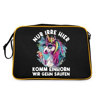 Erfrischendes Cocktail Einhorn Spruch - Retro Tasche - Schwarz/Gold - Hinten
