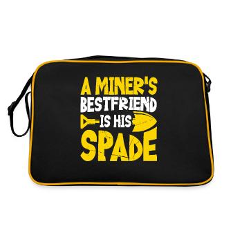 Der Beste Freund Des Bergmanns Ist Sein Spaten - Retro Tasche - Schwarz/Gold - Hinten