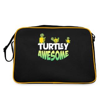 Turtley Awesome - Niedliches Schildkröten-design - Retro Tasche - Schwarz/Gold - Hinten