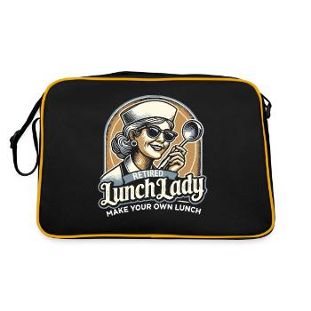 Lunch Lady im Ruhestand Machen Sie Ihr eigenes - Retro Tasche - Schwarz/Gold - Hinten
