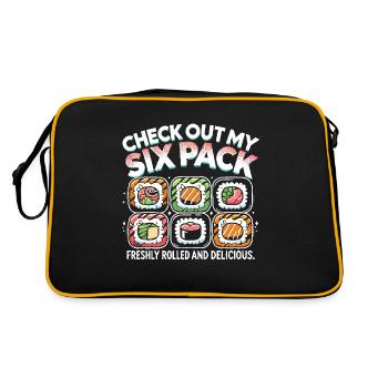 Sehen Sie sich mein Sixpack an - frisch gerollt - Retro Tasche - Schwarz/Gold - Hinten