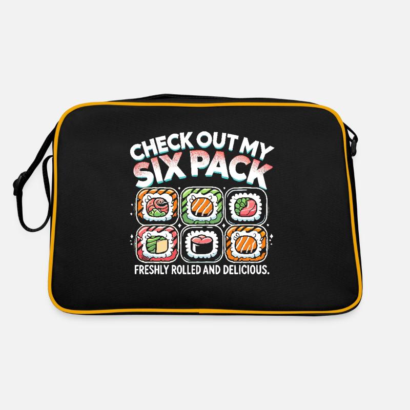 Sehen Sie sich mein Sixpack an - frisch gerollt Retro Tasche