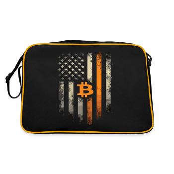 Motif Bitcoin - Design rustique avec drapeau américain - Sac Retro - noir/or - Dos