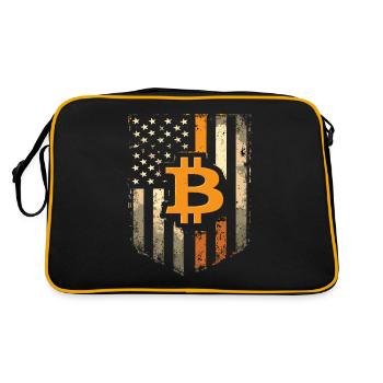 Motif Bitcoin - Design rustique avec drapeau américain - Sac Retro - noir/or - Dos