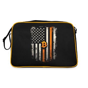 Motif Bitcoin - Design rustique avec drapeau américain - Sac Retro - noir/or - Dos