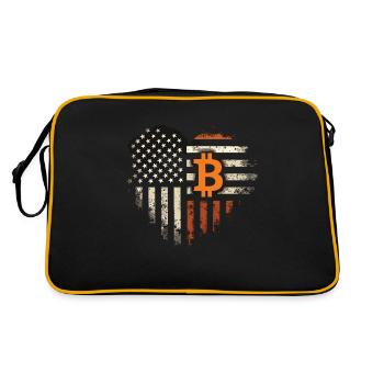 Motif Bitcoin - Design rustique avec drapeau américain - Sac Retro - noir/or - Dos