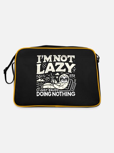 Ich bin nicht faul, ich genieße es nur, nichts zu - Retro Tasche - Schwarz/Gold - Hinten