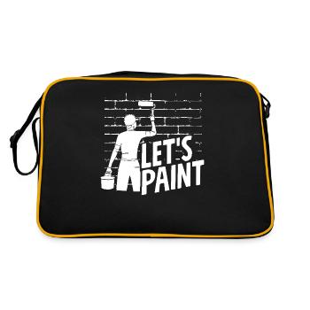 Lass Uns Malen, Maler Enthusiast - Retro Tasche - Schwarz/Gold - Hinten