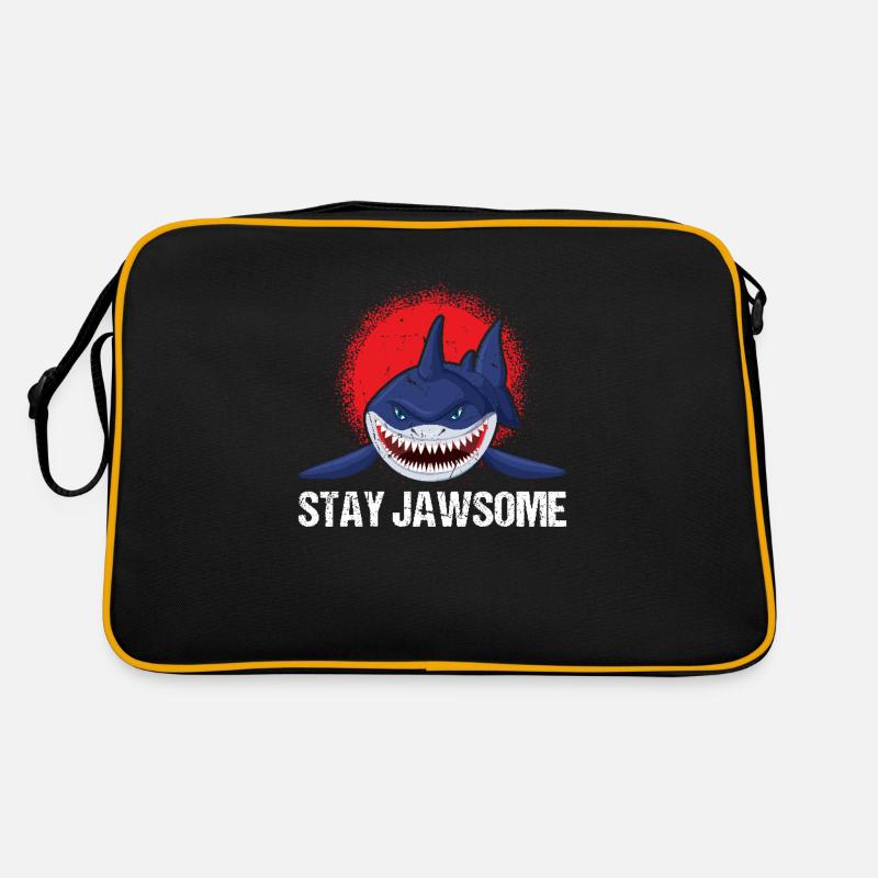 Bleiben Sie Jawsome Shark Design Retro Tasche
