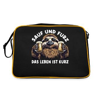"Drink and fart, life is short" Beer - Retro Bag - black/gold - Back