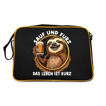 "Drink and fart, life is short" Beer - Retro Bag - black/gold - Back
