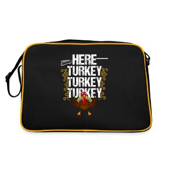 Turkey Turkey Thanksgiving Humor Design - Retro Bag - black/gold - Back