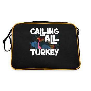 Calling All Turkey Fun Thanksgiving Design - Retro Bag - black/gold - Back