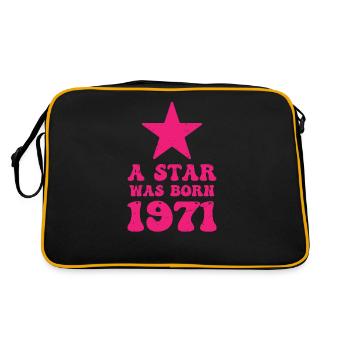 Ein Stern Wurde 1971 Geboren Geburtstag - Retro Tasche - Schwarz/Gold - Hinten