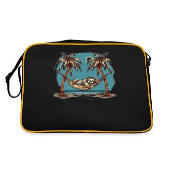Sloth Hammock, Beach, Chill - Retro Bag - black/gold - Back