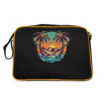 Sloth Hammock, Beach, Chill - Retro Bag - black/gold - Back