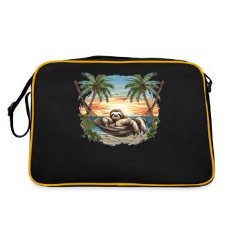 Sloth Hammock, Beach, Chill - Retro Bag - black/gold - Back