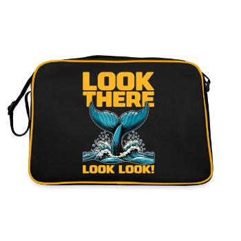 Whale Watching Look There Look Look Sea Creatures - Retro Bag - black/gold - Back