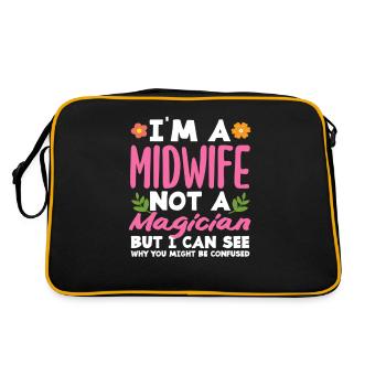 Hebamme Nicht Magierin Verwirrend - Retro Tasche - Schwarz/Gold - Hinten