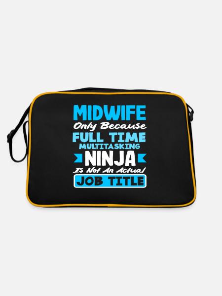 Midwife Full-time Multitasking Ninja - Retro Bag - black/gold - Back