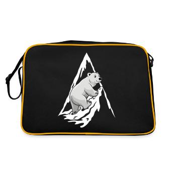 Niedlicher Eisbär Auf Berggipfel - Retro Tasche - Schwarz/Gold - Hinten