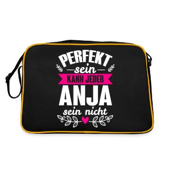 Anja - Perfekt Sein Kann Jeder Anja Nicht - Retro Tasche - Schwarz/Gold - Hinten