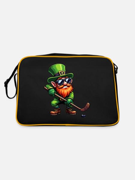 Hockey Leprechaun Sports St. Patrick's Day - Retro Bag - black/gold - Back
