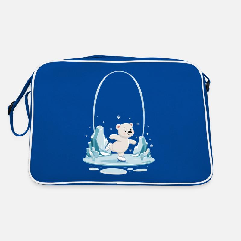 Niedlicher Eisbär beim Eislaufen im Retro Tasche