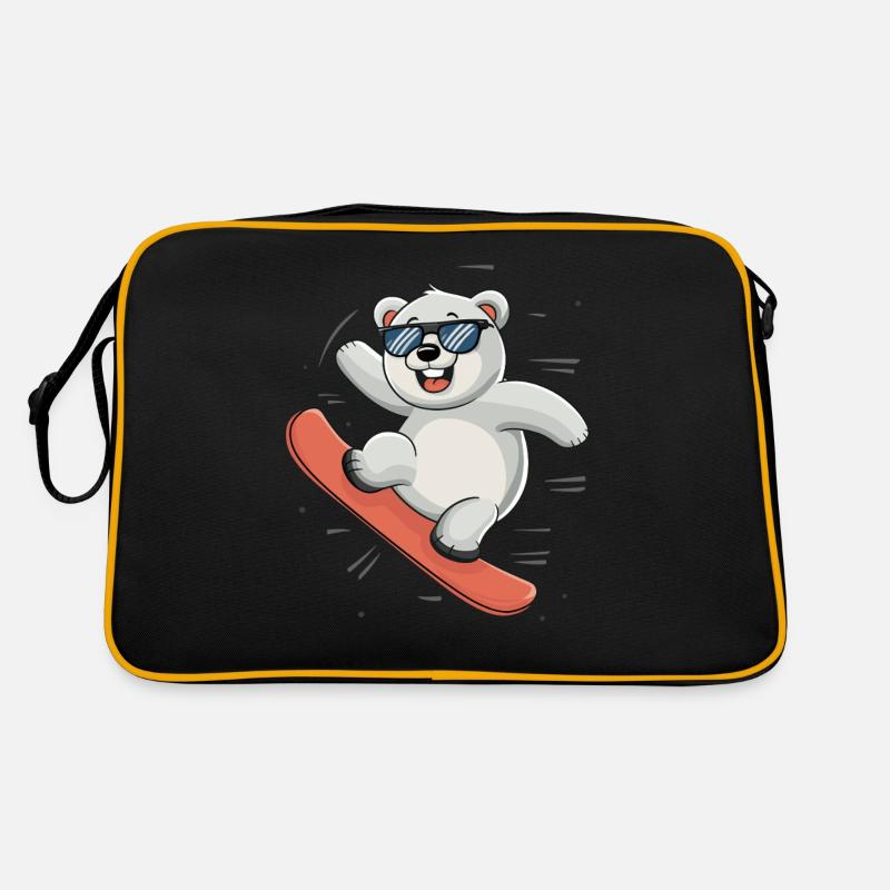 Cooler Eisbär Snowboarden Abenteuer Retro Tasche