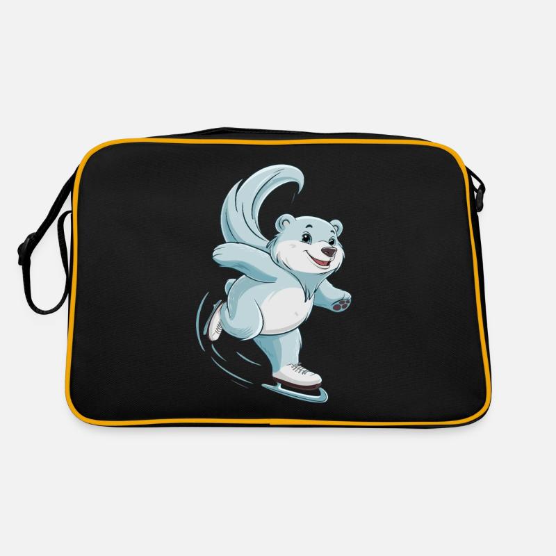 Eisbahn Eisbär Schlittschuhfahren Retro Tasche