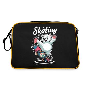 Ours mignon sur le skateboard patinant - Sac Retro - noir/or - Dos