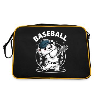 Mignon Baseball Ours Dessin Animé Style Chauve-souris - Sac Retro - noir/or - Dos