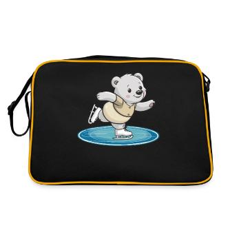 -skating bear on surface - Retro Bag - black/gold - Back